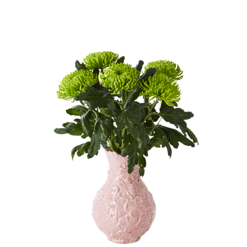 Mindre keramikvas - Embossed Flowers in Pink - www.frokenfraken.se