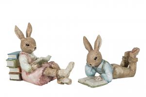 Påskdekoration - Kaniner som läser - 2-Pack - www.frokenfraken.se