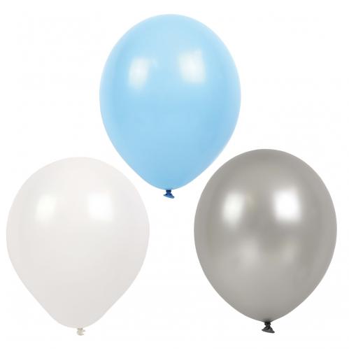 Ballonger - Blå, grå, vit - 9 st - www.frokenfraken.se
