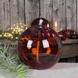 Oljelampa XL - Glas - Rund Boll - Mörk Bärnsten - Ø13 cm - www.frokenfraken.se