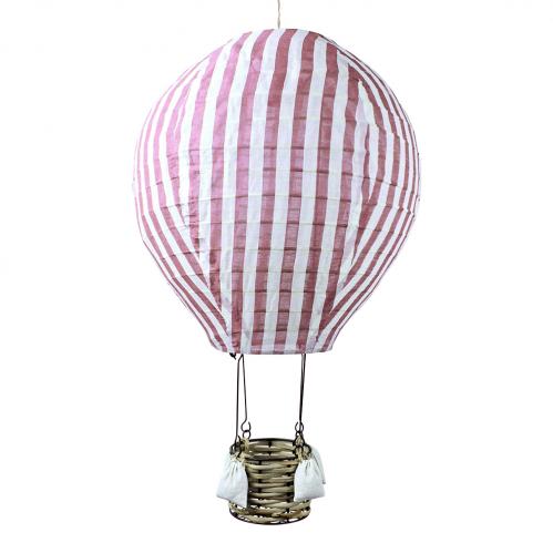 Taklampa - Luftballong inkl textilsladd - Randig rosa & vit - www.frokenfraken.se