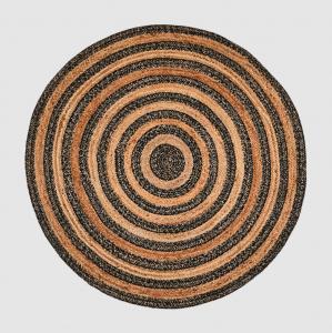 Matta - Boho - Rund - Jute/Svart - Randig - Ø150 cm - www.frokenfraken.se