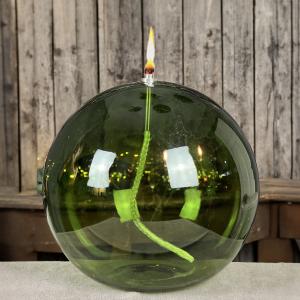 Oljelampa 3XL - Glas - Rund Boll - Grön - Ø20 cm - www.frokenfraken.se