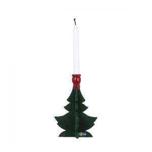 Ljusstake - Gran i trä - Gammaldags Julpynt - 12,5 cm - www.frokenfraken.se
