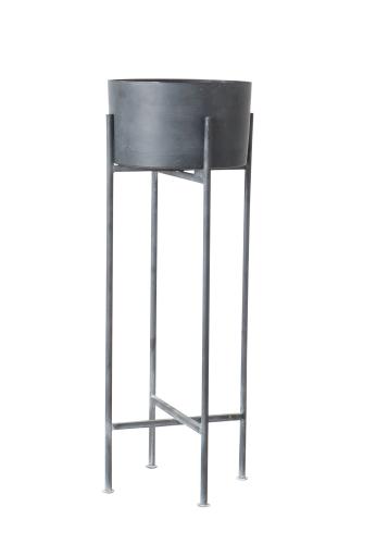 Kruka på piedestal - Svart - Metall - 28 x H75 cm - www.frokenfraken.se