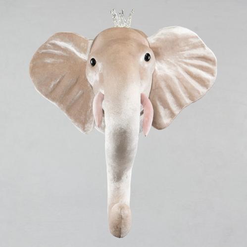 Elefant - Elefanthuvud fr vgg - Krona - Rosa - 38 cm - www.frokenfraken.se