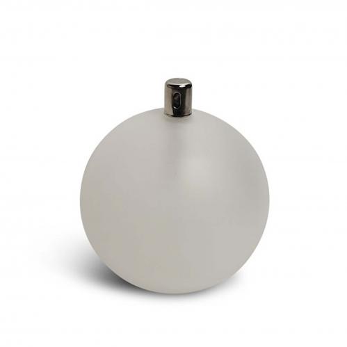 Oljelampa - Frostat Glas - Rund Boll - Silver - 13 cm - www.frokenfraken.se