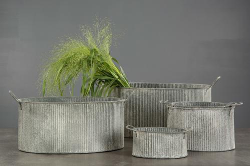 SLUT_UTGÅTT_Kruka - Randig - Zink - 27 x 14 cm - www.frokenfraken.se