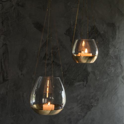 Ljuslykta/Ampel - Hängande - Mässing & Glas - Stor - www.frokenfraken.se