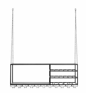 Hängande kökshylla med plats för vinglas - 120 x 42,5 x 30 cm - www.frokenfraken.se