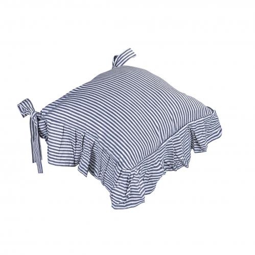 Kuddfodral till stolsdyna - Volang - Navy - www.frokenfraken.se