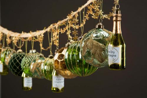 Champagneflaska - Glas - Grn/Guld - 2-Pack - 14 cm - www.frokenfraken.se