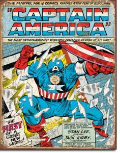 Captain America Comic Cover - Retro Metallskylt - 32 x 41 cm - www.frokenfraken.se