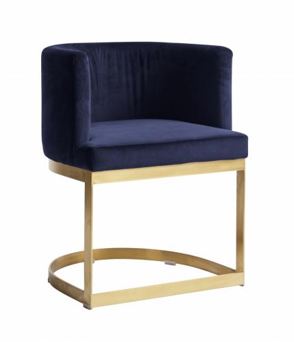 Lounge Dinner Chair - Dark Blue Velvet & Gold - www.frokenfraken.se
