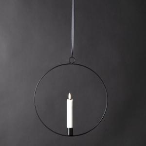 Hängande ljusring - Svart - Batteriljus flammande låga - Ø28 cm - www.frokenfraken.se