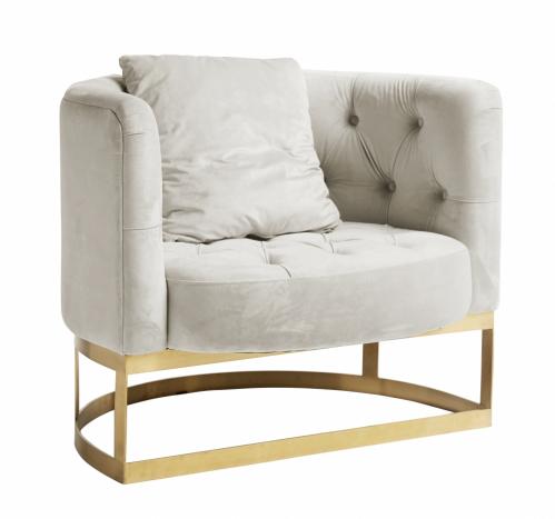 Lounge Chair Ftlj - Cream White Velvet & Gold - www.frokenfraken.se