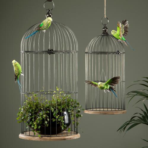 Fåglar - 2 st - Gröna Undulater Flygande - 25 cm - www.frokenfraken.se