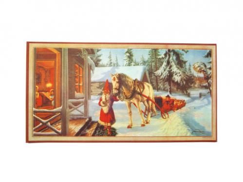 Julbonad - Tomte kommer med häst - 38 x 20 cm - www.frokenfraken.se