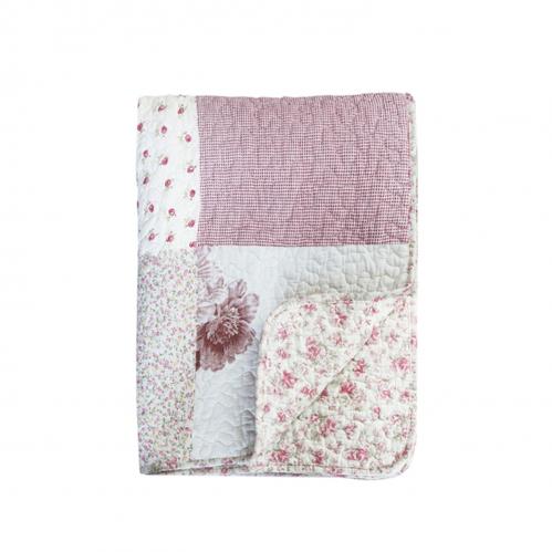 Överkast Lapptäcke - Rosa - 180 x 130 cm - www.frokenfraken.se