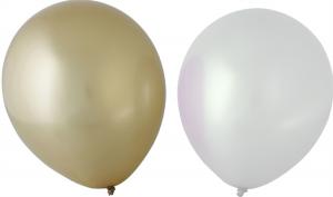 Ballonger 10-pack - Guld/Vit pärlemor - 25 cm - www.frokenfraken.se