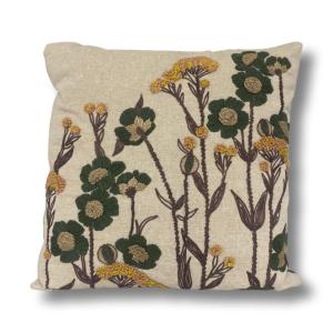 Kuddfodral - broderade blommor - 45 x 45 cm - www.frokenfraken.se