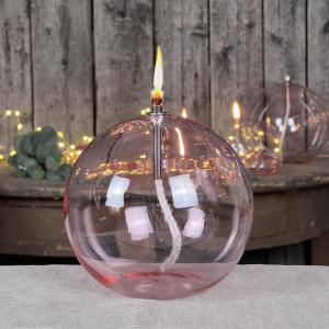 Oljelampa XL - Glas - Rund Boll - Rosa - Ø13 cm - www.frokenfraken.se