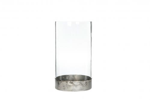 Ljuslykta - Glas - Silver - 11 x 20 cm - www.frokenfraken.se
