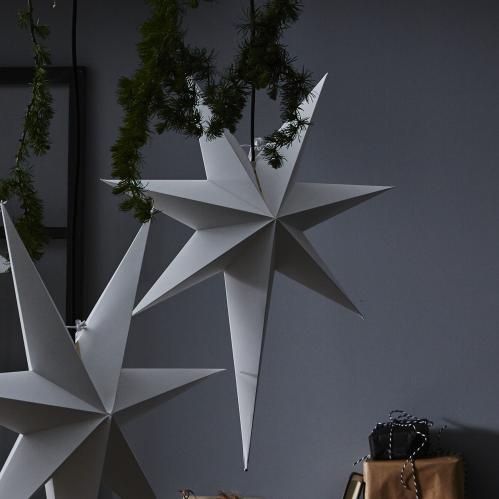 Julstjärna - Grå - inkl svart textilsladd - 100 cm - www.frokenfraken.se