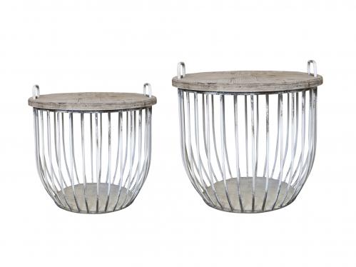 Soffbord - 2 set - Vit med trälock - 48 x Ø57 - www.frokenfraken.se