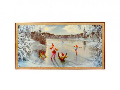 Julbonad - Tomtar på isen - 40 x 22 cm - www.frokenfraken.se