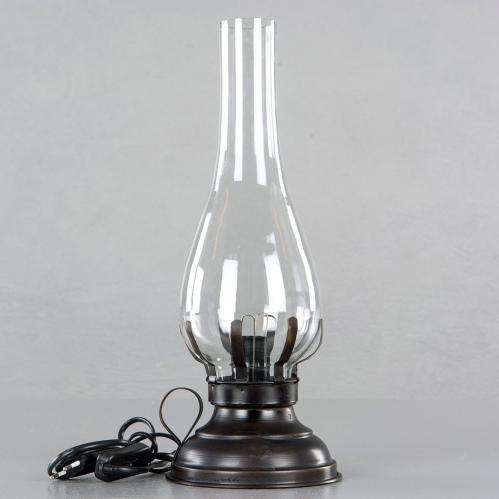 Lampa - Fotogenlampa med el - Antik Brun - 45 cm - www.frokenfraken.se
