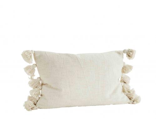 Kuddfodral - Boho med tofsar - Off White - 40 x 60 cm - www.frokenfraken.se