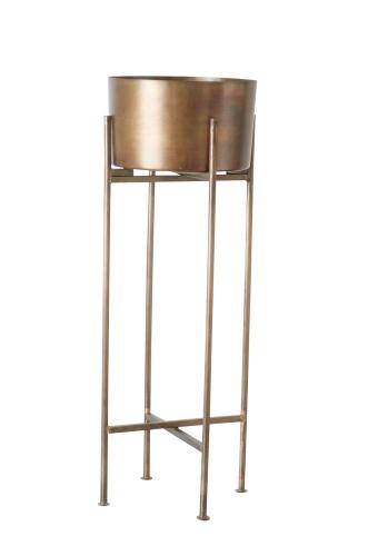 Kruka på piedestal - Brass - Metall - 28 x H75 cm - www.frokenfraken.se