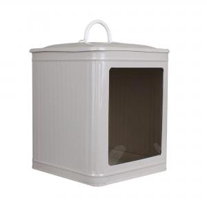 Plåtburk Hugo m. Fönster Stor - Beige - B18 x H25 x D18 cm - www.frokenfraken.se