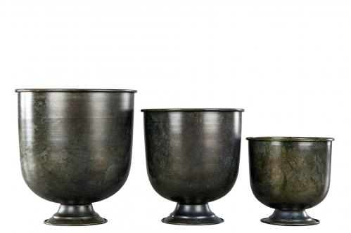 Kruka - Pokal - Grå/Brun - Flammig - 16 x Ø15.5 cm - www.frokenfraken.se