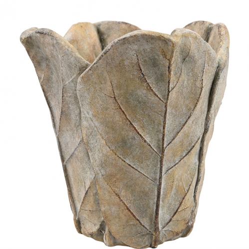 Kruka - Blad - Cement - Large 22 x 24 x 19 cm - www.frokenfraken.se