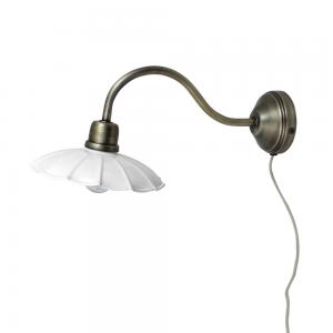 Vägglampa - Vit/Antik mässing - 39 x Ø20 cm - www.frokenfraken.se