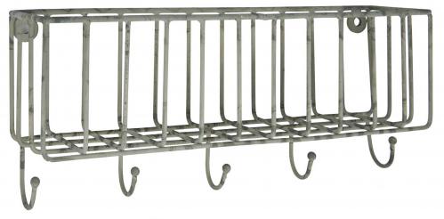 V.43 - Väggkorg med krokar - Metall - 7,5 x 13 x 30 cm - www.frokenfraken.se