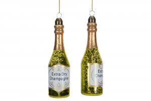 Champagneflaska - Glas - Grön/Guld - 2-Pack - 14 cm - www.frokenfraken.se