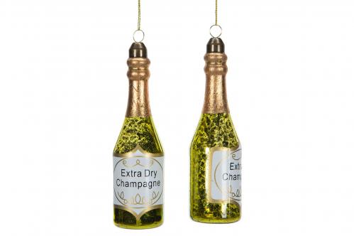 Champagneflaska - Glas - Grön/Guld - 2-Pack - 14 cm - www.frokenfraken.se