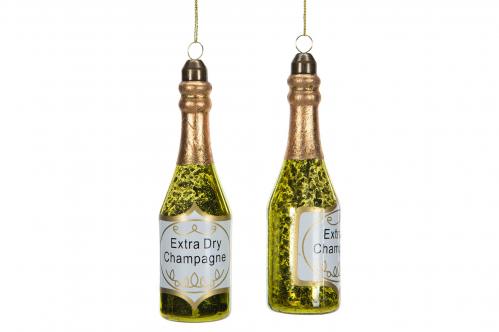 Champagneflaska - Glas - Grn/Guld - 2-Pack - 14 cm - www.frokenfraken.se