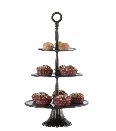 Vningsfat - Cake Stand Bronze - 3 vningar - 65 cm - www.frokenfraken.se