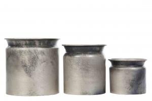 Kruka i metall - grå - Ø13 cm - www.frokenfraken.se