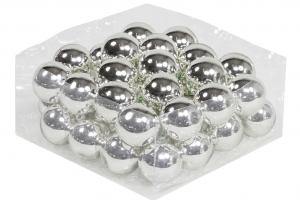 Julkula på ståltråd - Glas - Silver - 4 cm - 36-pack - www.frokenfraken.se