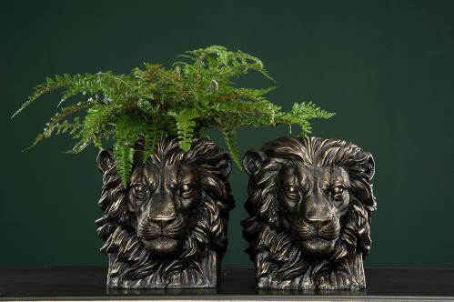 Kruka - Big Lion - Svart/Brun/Guld - 27 x 24 x 26 cm - www.frokenfraken.se