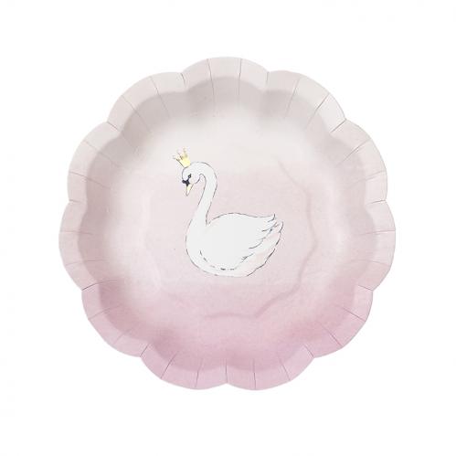 Papperstallrikar - We Love Swans Gold Foil Paper Plates - 18 cm - www.frokenfraken.se