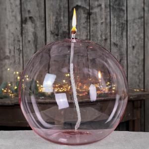 Oljelampa 3XL - Glas - Rund Boll - Rosa - Ø20 cm - www.frokenfraken.se