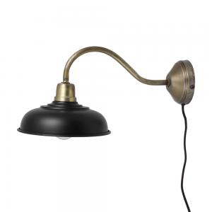 Vägglampa - Svart/Mässing - 39 x Ø20 cm - www.frokenfraken.se