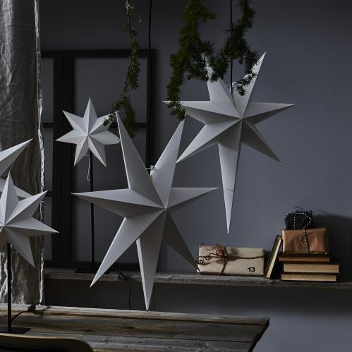 Julstjärna - Grå - inkl svart textilsladd - 100 cm - www.frokenfraken.se