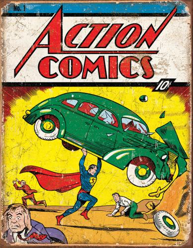 Action Comics - Retro Metallskylt - 32 x 41 cm - www.frokenfraken.se